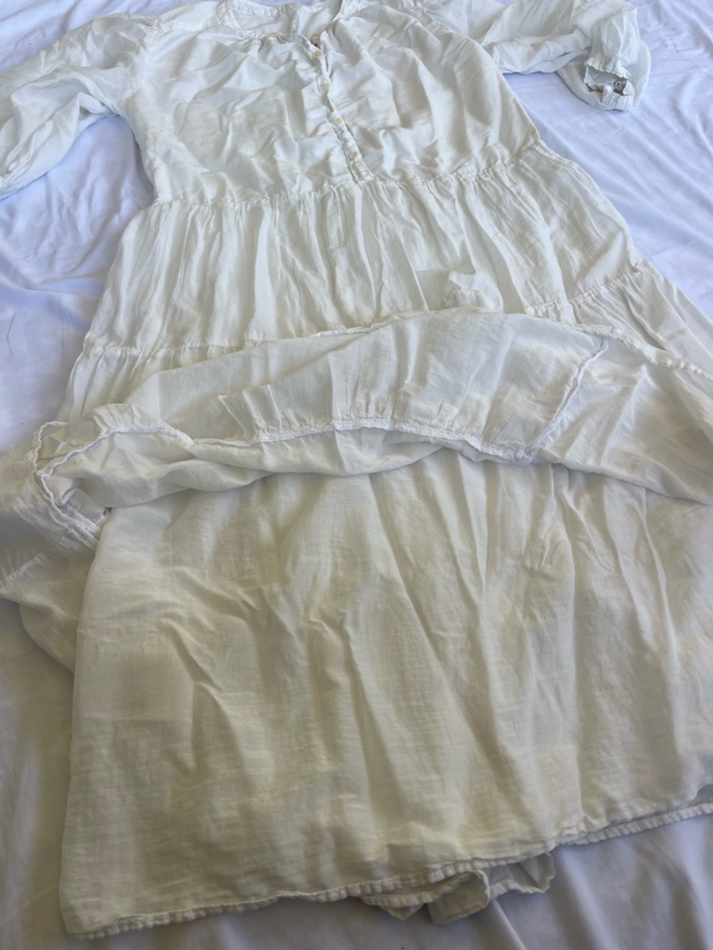 Cotton Silk Blend Romantic Lightweight M/L Tiered Lined Midi Dress - Picture 8 of 9
